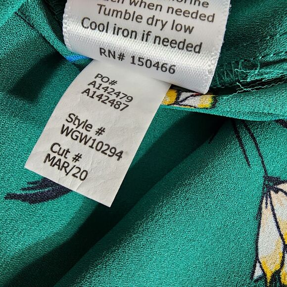 41 Hawthorn Womens Blouse Small Trina Bell Tie 3/4 Sleeve Green Floral V Neck - Picture 9 of 12